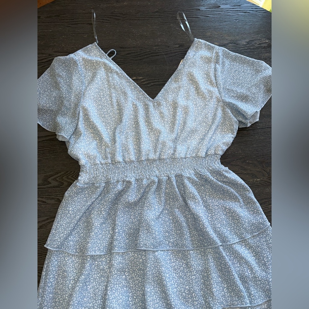 Altard State Blue Cheetah Ruffle Dress L/XL - Picture 2 of 8